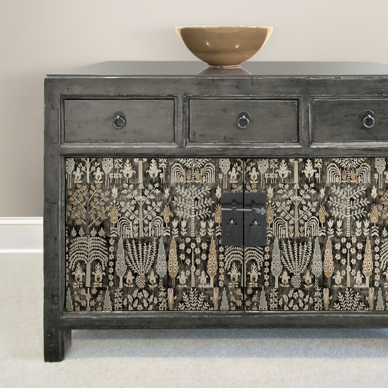 media image for Persian Ikat Black Peel & Stick Wallpaper by RoomMates for York Wallcoverings 230