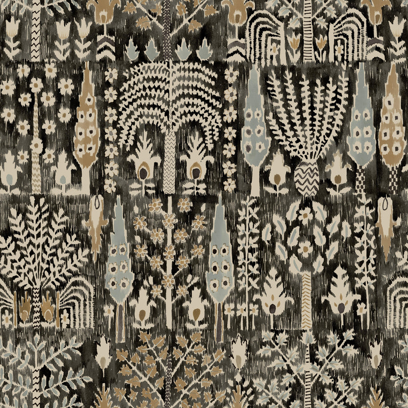 media image for sample persian ikat black peel and stick wallpaper by roommates for york wallcoverings 1 211