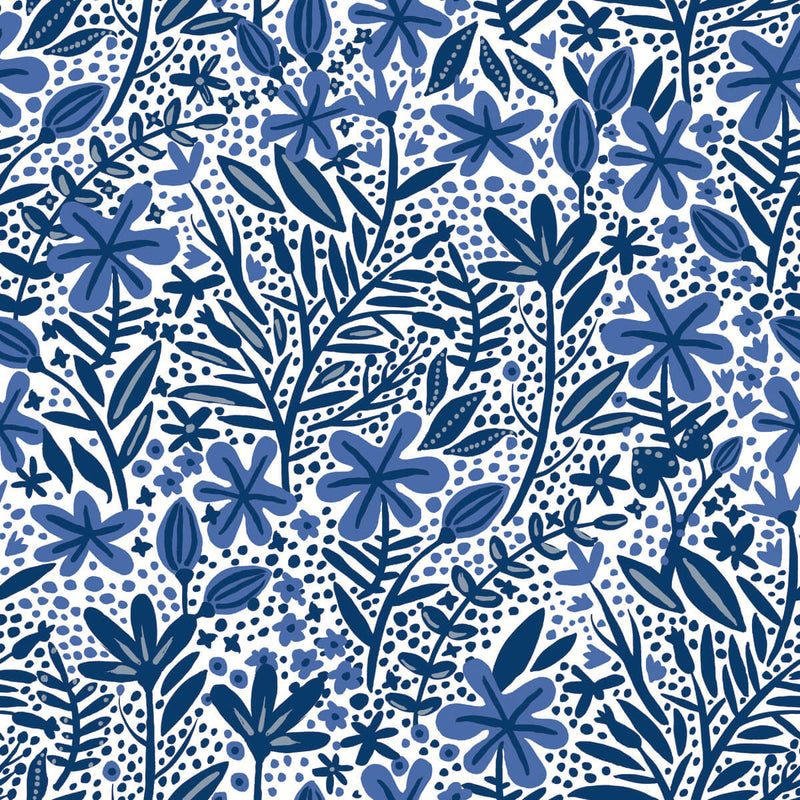 media image for sample cat coquillette porcelain garden peel stick wallpaper in blue by roommates 1 251