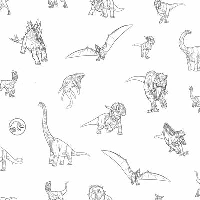 product image for JW Dinosaurs Peel & Stick Wallpaper in Black by RoomMates 87