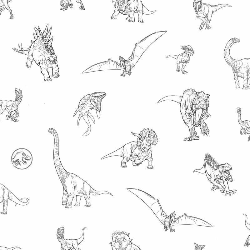 media image for JW Dinosaurs Peel & Stick Wallpaper in Black by RoomMates 289
