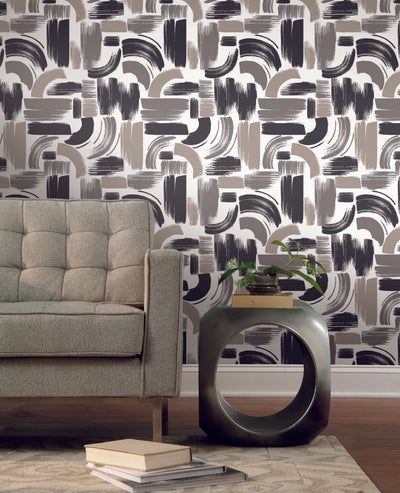 product image for Modern Brushstrokes Peel & Stick Wallpaper in Grey 47