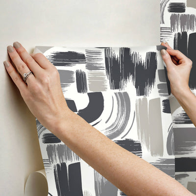 product image for Modern Brushstrokes Peel & Stick Wallpaper in Grey 76