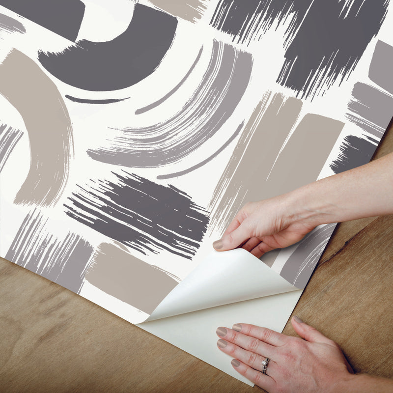 media image for Modern Brushstrokes Peel & Stick Wallpaper in Grey 258