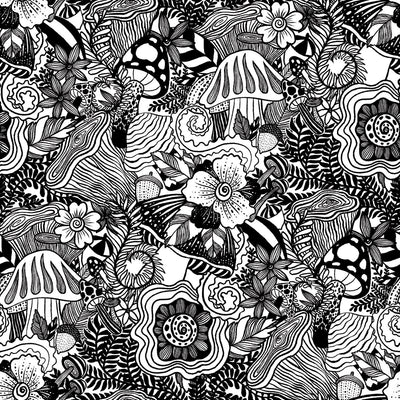 product image of sample mushroom magic black peel and stick wallpaper by roommates for york wallcoverings 1 564
