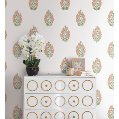 product image for Tamara Day Dutch Floral Peel & Stick Wallpaper in Pink by RoomMates 75