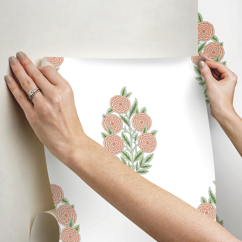 media image for Tamara Day Dutch Floral Peel & Stick Wallpaper in Pink by RoomMates 253