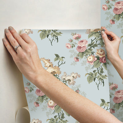 product image for Waverly Emma's Garden Peel & Stick Wallpaper in Blue by RoomMates 88