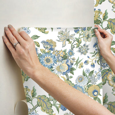 product image for Waverly Graceful Garden Peel & Stick Wallpaper in Blue/Yellow by RoomMates 64