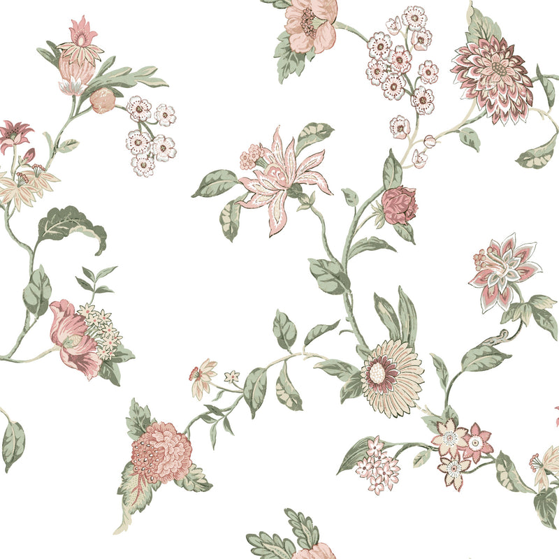 media image for Waverly Graceful Garden Trail Peel & Stick Wallpaper in Pink by RoomMates 226