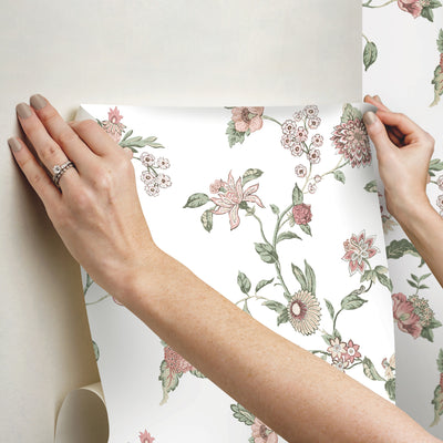 product image for Waverly Graceful Garden Trail Peel & Stick Wallpaper in Pink by RoomMates 63