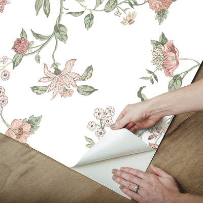 product image for Waverly Graceful Garden Trail Peel & Stick Wallpaper in Pink by RoomMates 37