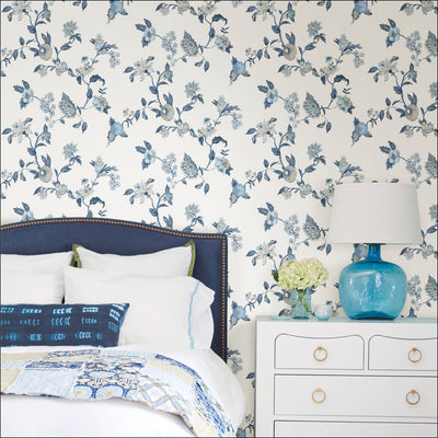 product image for Waverly Graceful Garden Trail Peel & Stick Wallpaper in Blue by RoomMates 25