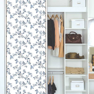 product image for waverly graceful garden trail peel and stick wallpaper in blue by roommates 7 12