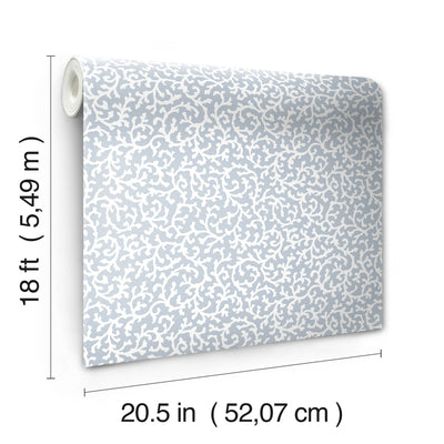 product image for Waverly Savoy Peel & Stick Wallpaper in Blue by RoomMates 9