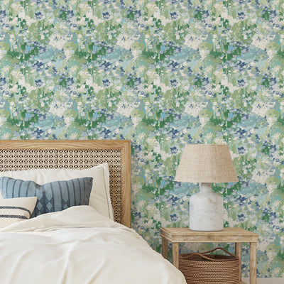 product image for Waverly Abstract Garden Peel & Stick Wallpaper in Blue by RoomMates 91