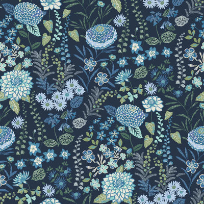 product image for Waverly Fiona Floral Peel & Stick Wallpaper in Blue by RoomMates 78