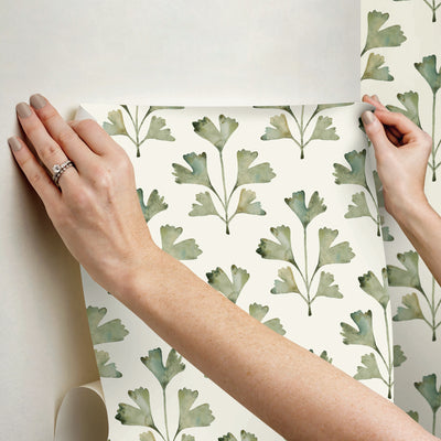 product image for Cat Coquillette Gingko Peel & Stick Wallpaper in Almond/Fern 41