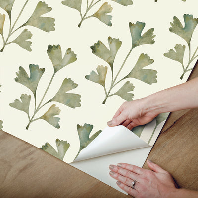 product image for Cat Coquillette Gingko Peel & Stick Wallpaper in Almond/Fern 47