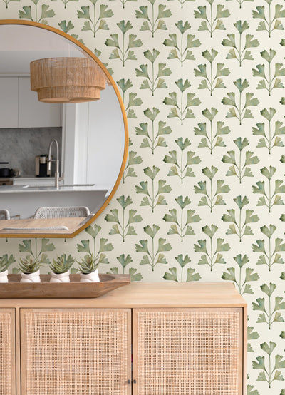 product image for Cat Coquillette Gingko Peel & Stick Wallpaper in Almond/Fern 79