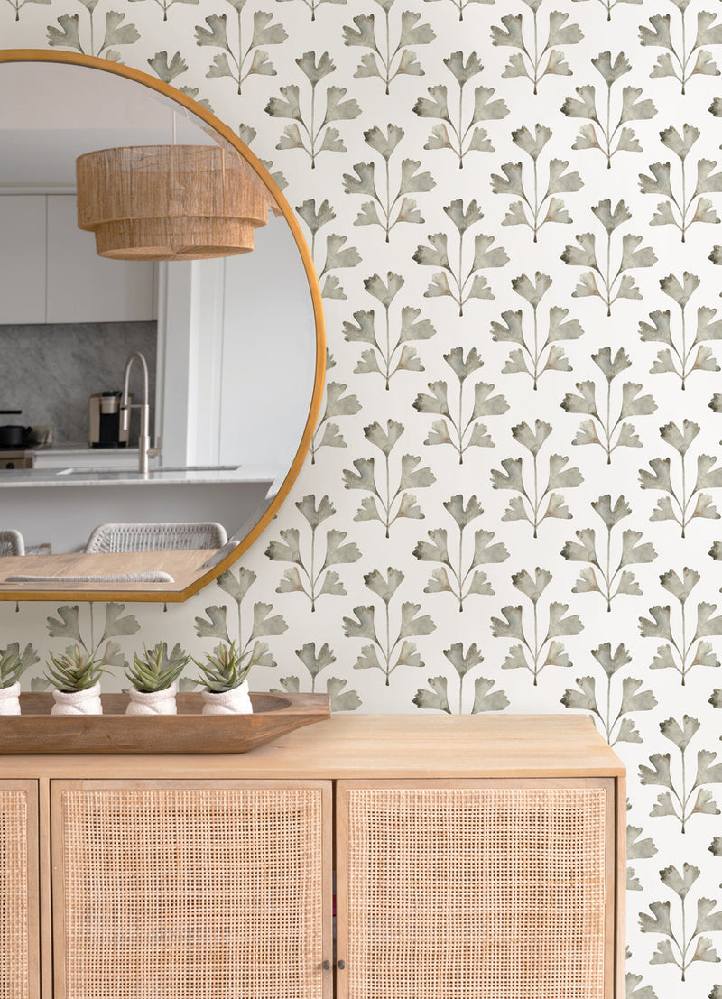 media image for Cat Coquillette Gingko Peel & Stick Wallpaper in Neutral 24