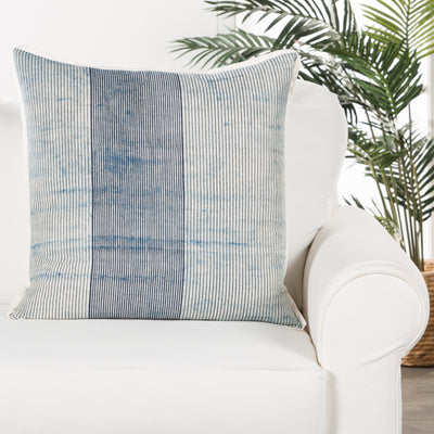 product image for alicia handmade stripe blue white throw pillow design by jaipur 4 65