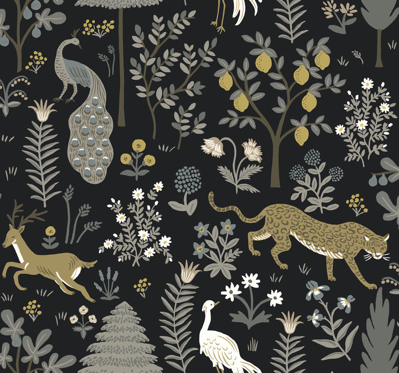 media image for sample menagerie wallpaper in black from the rifle paper co 2nd edition by york wallcoverings 1 29