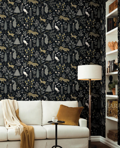 product image for Menagerie Wallpaper in Black from the Rifle Paper Co. 2nd Edition by York Wallcoverings 74
