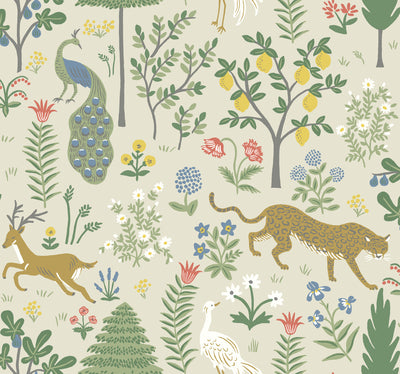product image of sample menagerie wallpaper in cream from the rifle paper co 2nd edition by york wallcoverings 1 534