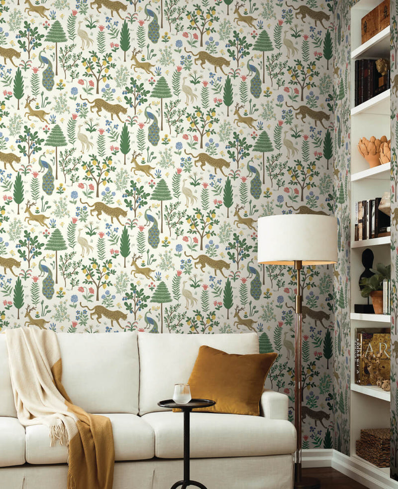 Shop Menagerie Wallpaper in White/Brown from the Rifle Paper Co. 2nd Edition Burke Decor