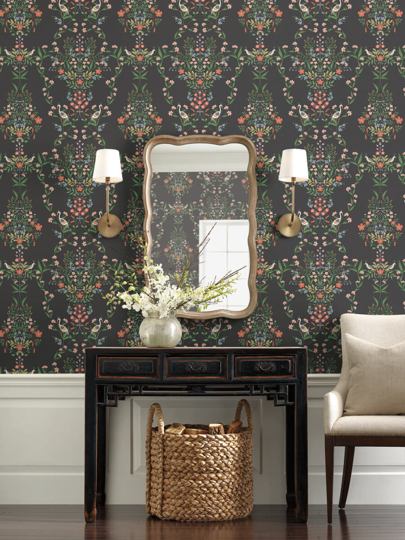 media image for Luxembourg Wallpaper in Black from the Rifle Paper Co. 2nd Edition by York Wallcoverings 293