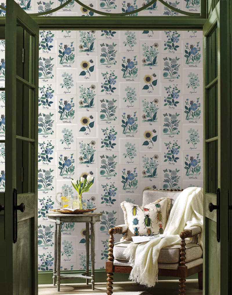 media image for Botanical Prints Wallpaper in Indigo from the Rifle Paper Co. 2nd Edition by York Wallcoverings 237