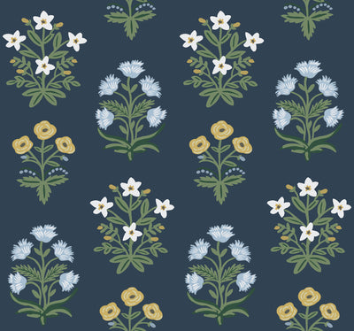 product image of sample mughal rose wallpaper in navy from the rifle paper co 2nd edition by york wallcoverings 1 577