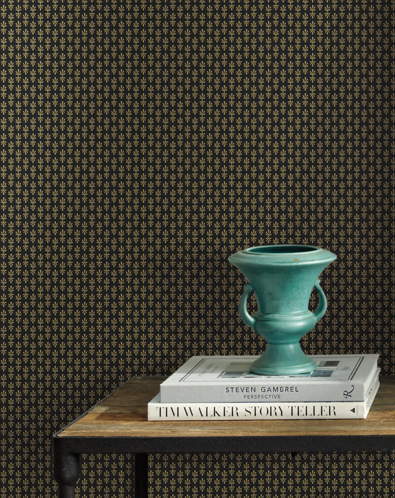 media image for Petal Wallpaper in Black/Gold from the Rifle Paper Co. 2nd Edition by York Wallcoverings 272