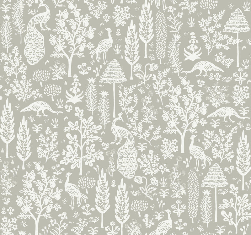 media image for Menagerie Toile Wallpaper in Grey/White from the Rifle Paper Co. 2nd Edition by York Wallcoverings 236