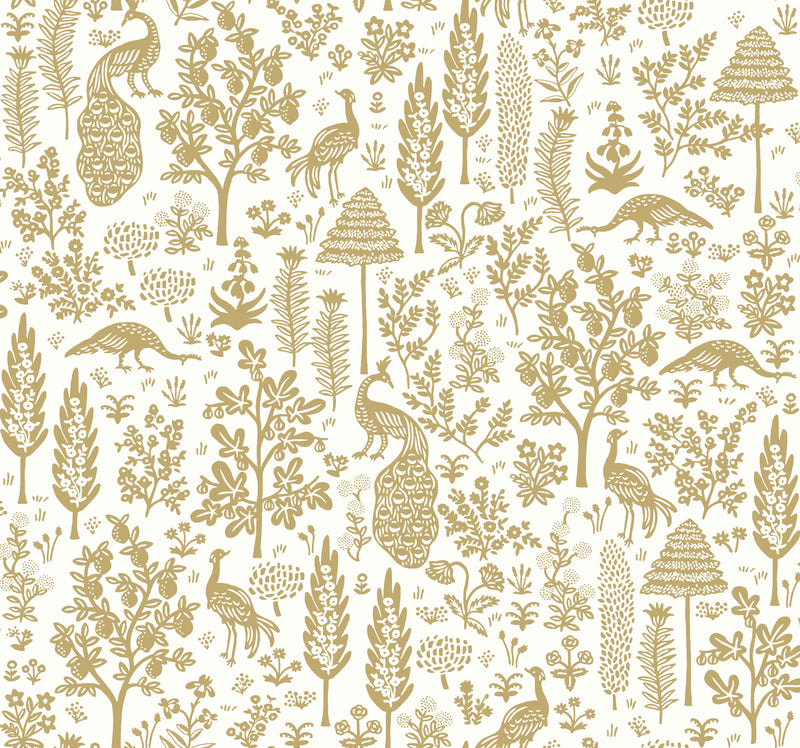 media image for sample menagerie toile wallpaper in white gold from the rifle paper co 2nd edition by york wallcoverings 1 245