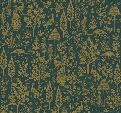 product image for Menagerie Toile Wallpaper in Emerald/Gold from the Rifle Paper Co. 2nd Edition by York Wallcoverings 91