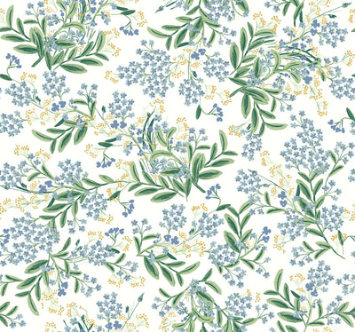 product image of sample cornflower wallpaper in white green from the rifle paper co 2nd edition by york wallcoverings 1 541