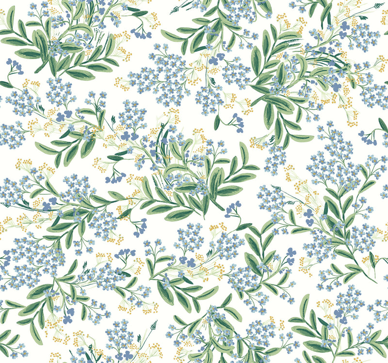 media image for Cornflower Wallpaper in White/Green from the Rifle Paper Co. 2nd Edition by York Wallcoverings 294
