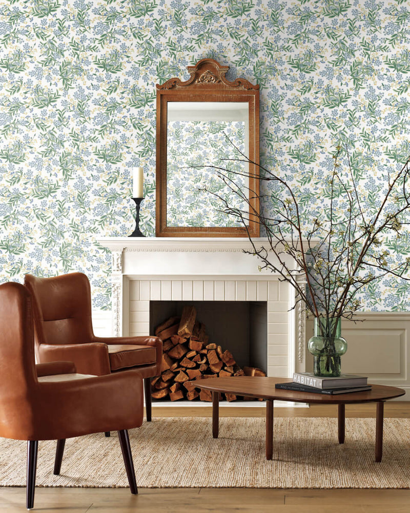 media image for Cornflower Wallpaper in White/Green from the Rifle Paper Co. 2nd Edition by York Wallcoverings 239