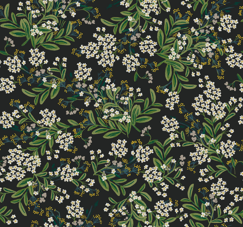 media image for sample cornflower wallpaper in black from the rifle paper co 2nd edition by york wallcoverings 1 244