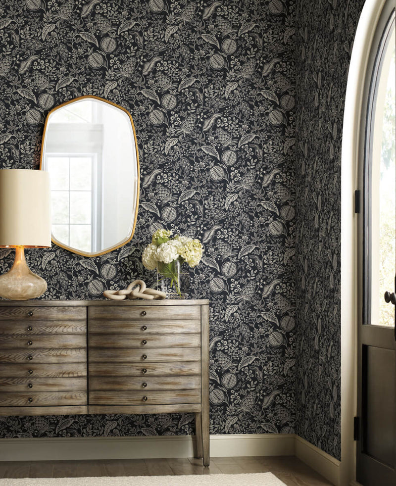 media image for Pomegranate Wallpaper in Black/Linen from the Rifle Paper Co. 2nd Edition by York Wallcoverings 287