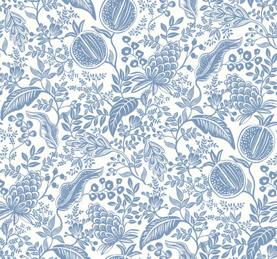 product image of sample pomegranate wallpaper in white blue from the rifle paper co 2nd edition by york wallcoverings 1 510