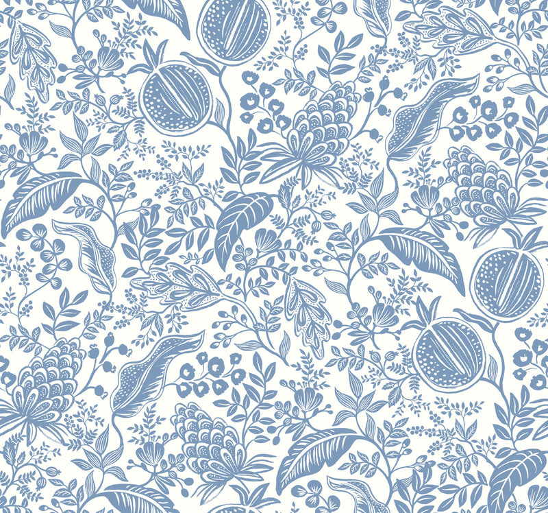 media image for sample pomegranate wallpaper in white blue from the rifle paper co 2nd edition by york wallcoverings 1 289