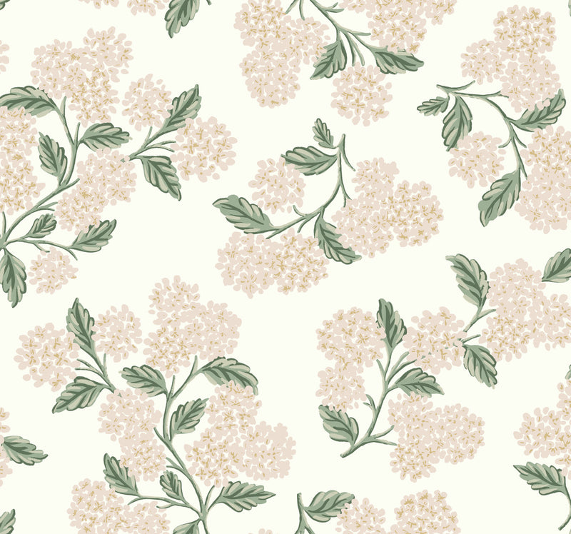 media image for Hydrangea Wallpaper in White/Blush from the Rifle Paper Co. 2nd Edition by York Wallcoverings 280