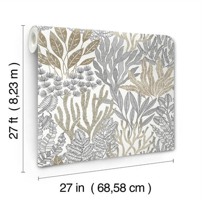 product image for Coral Leaves Wallpaper in Taupe & Black 94