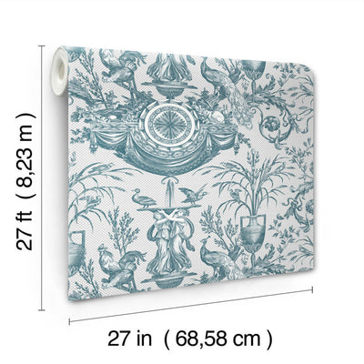 product image for Avian Fountain Toile Wallpaper in Jade 33