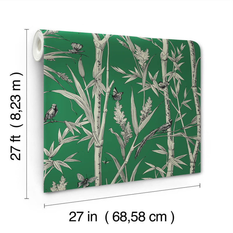 media image for Bambou Toile Wallpaper in Green 252