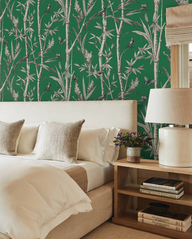 media image for Bambou Toile Wallpaper in Green 282