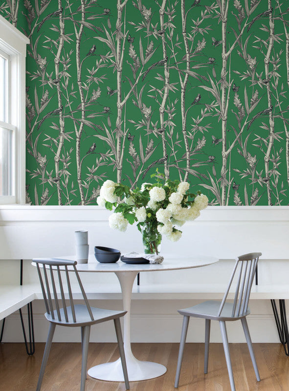 media image for Bambou Toile Wallpaper in Green 281